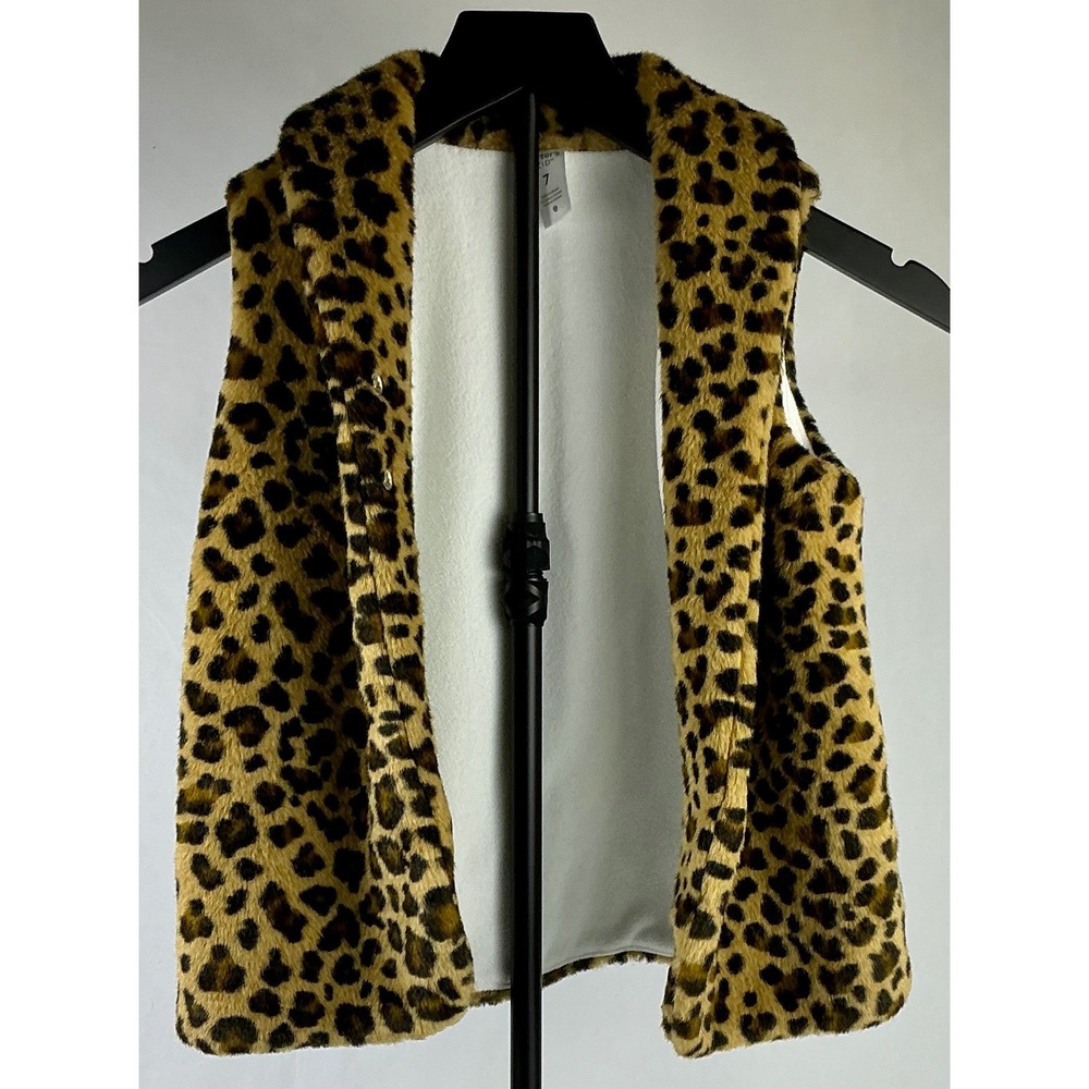 Carter's Kid Girl's Faux Fur Leopard Print Vest Size 7 Sleeveless Cozy